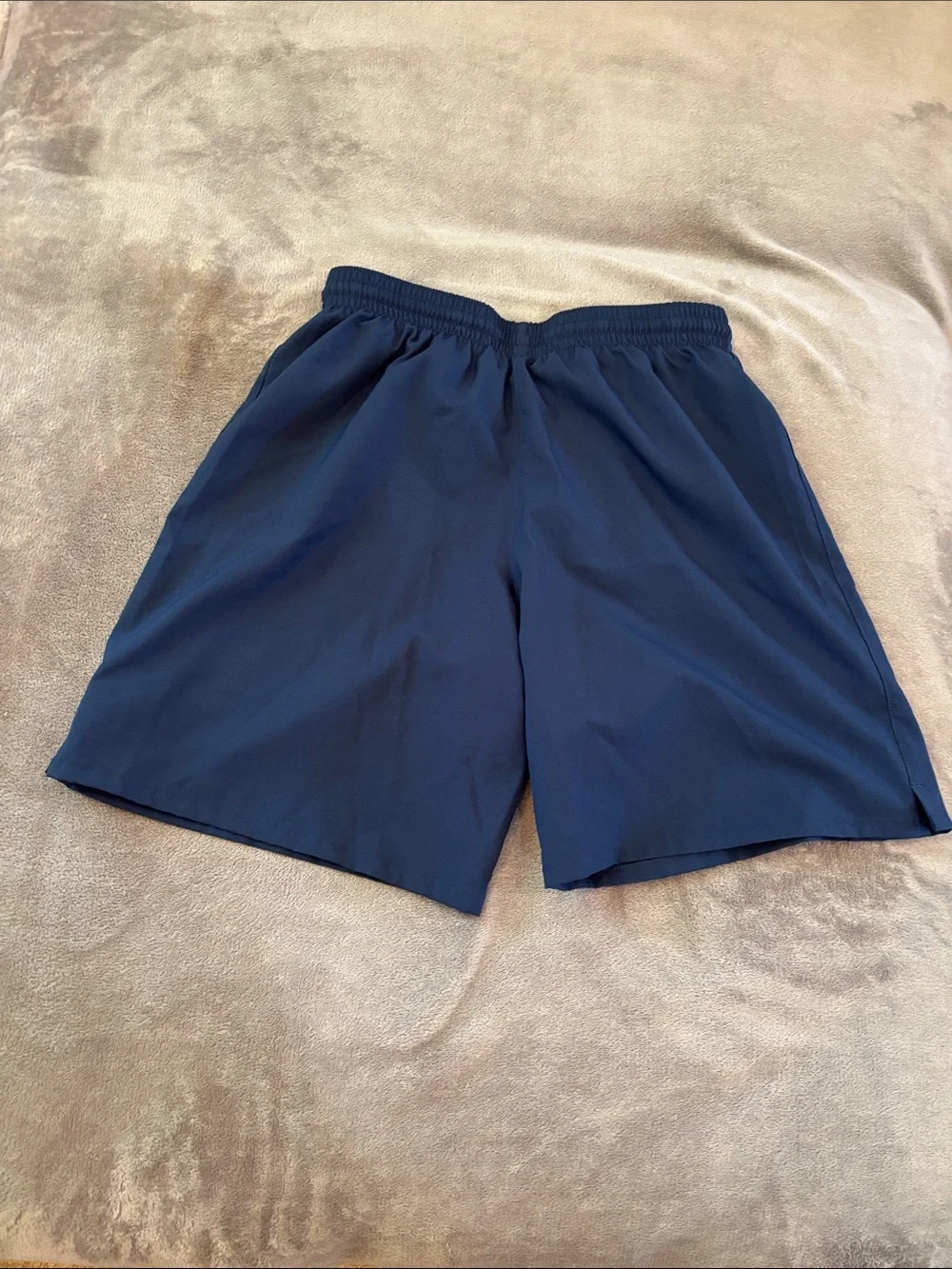 Nike Navy Kids Athletic Shorts with White Swoosh